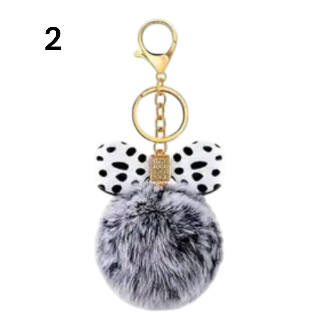 Diamanté Bow & Faux Fur Pom-Pom Bag Keyring, 12 Designs