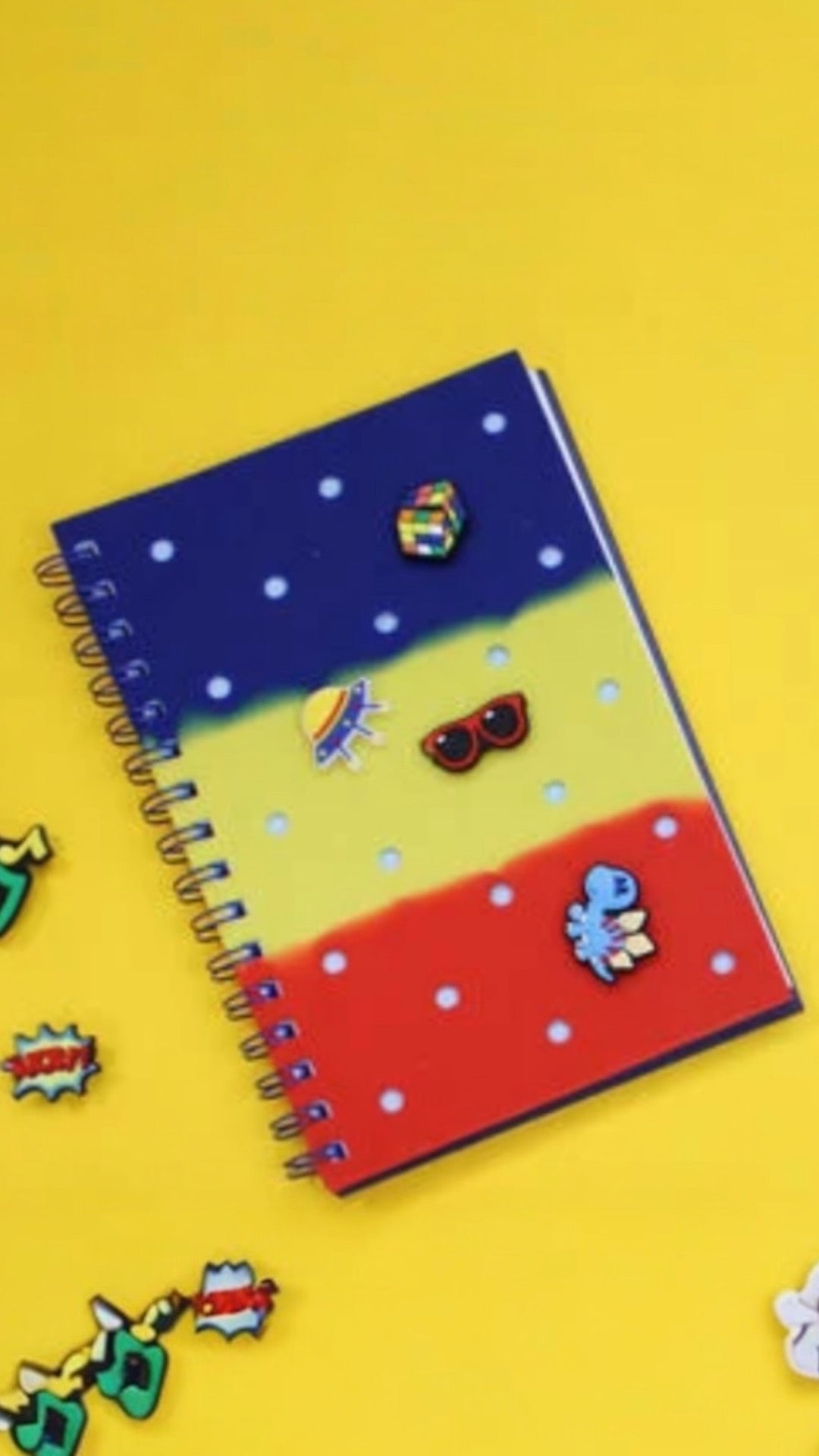 Backpack Croc Notebook with 6 Charms, Blue/ Pink