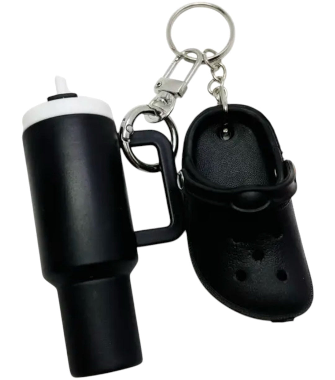 Croc Shoe Key Chain & Stanley Cup Black