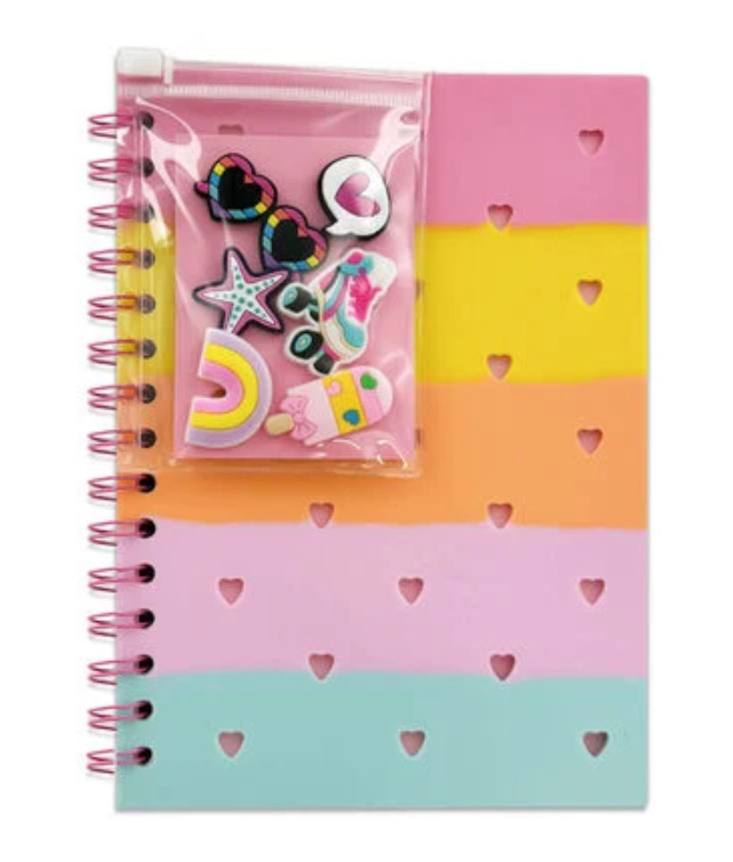 Backpack Croc Notebook with 6 Charms, Blue/ Pink