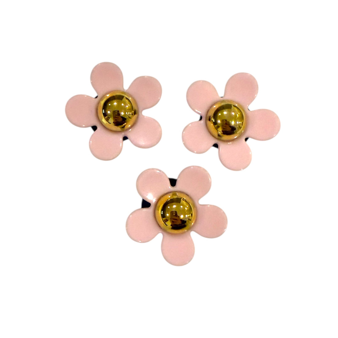 Pink & Gold Daisy Charms x3
