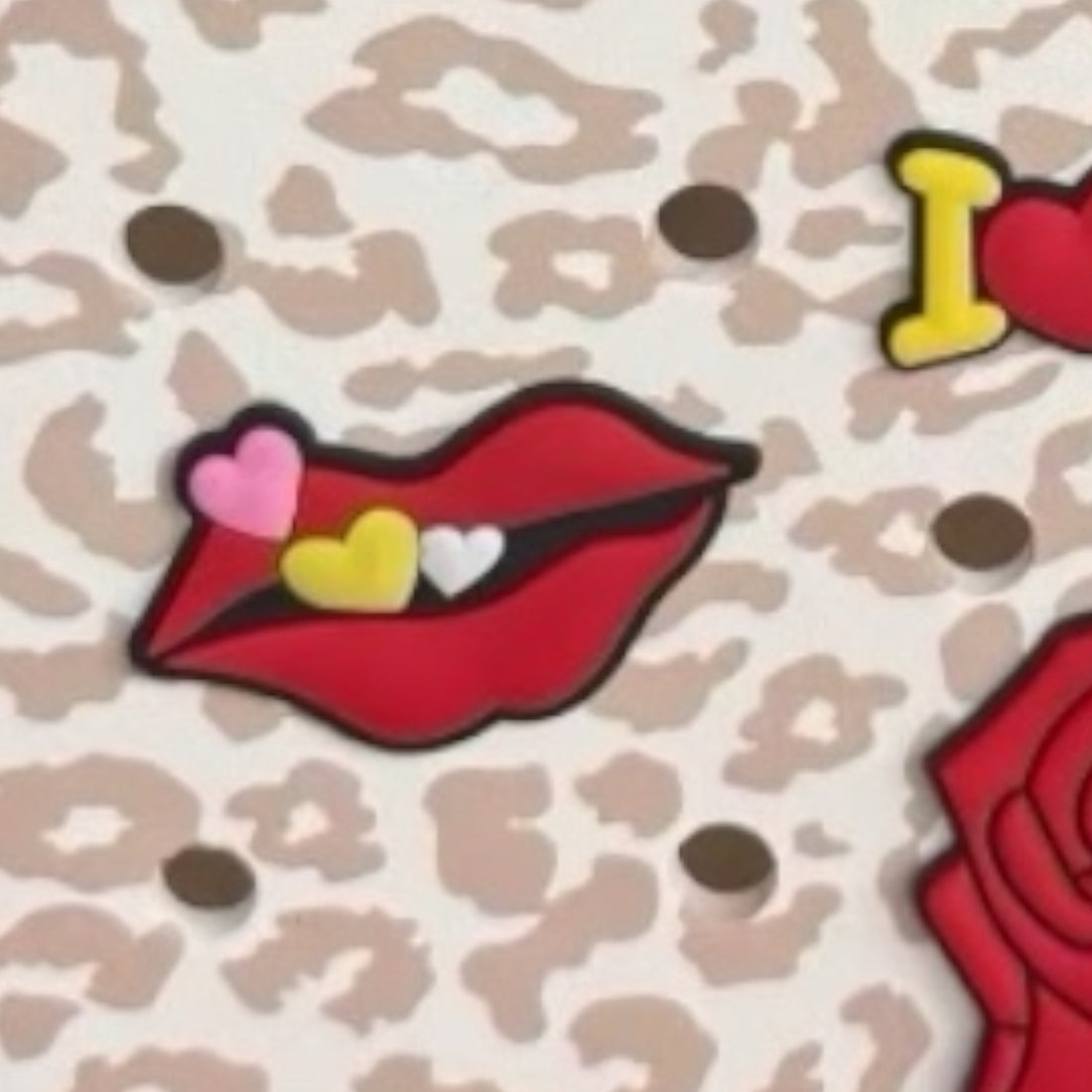 Red Lips Blowing Heart Kisses Charm