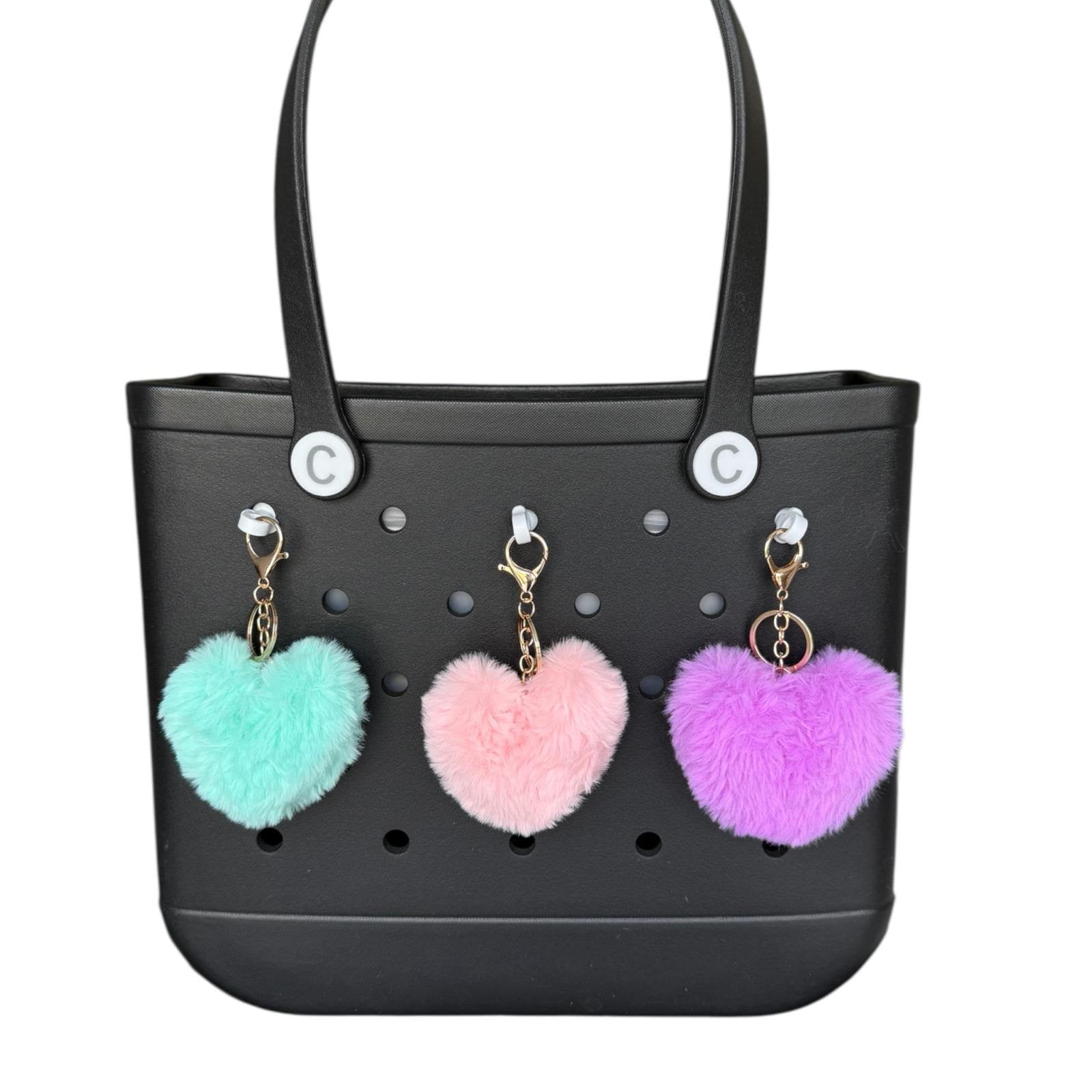 Fluffy Heart-Shaped Bag Keyring
