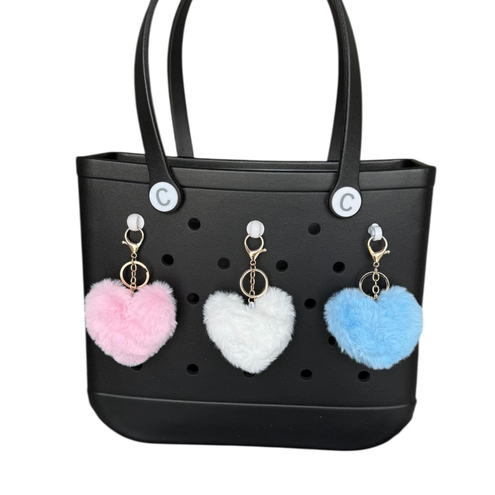 Fluffy Heart-Shaped Bag Keyring