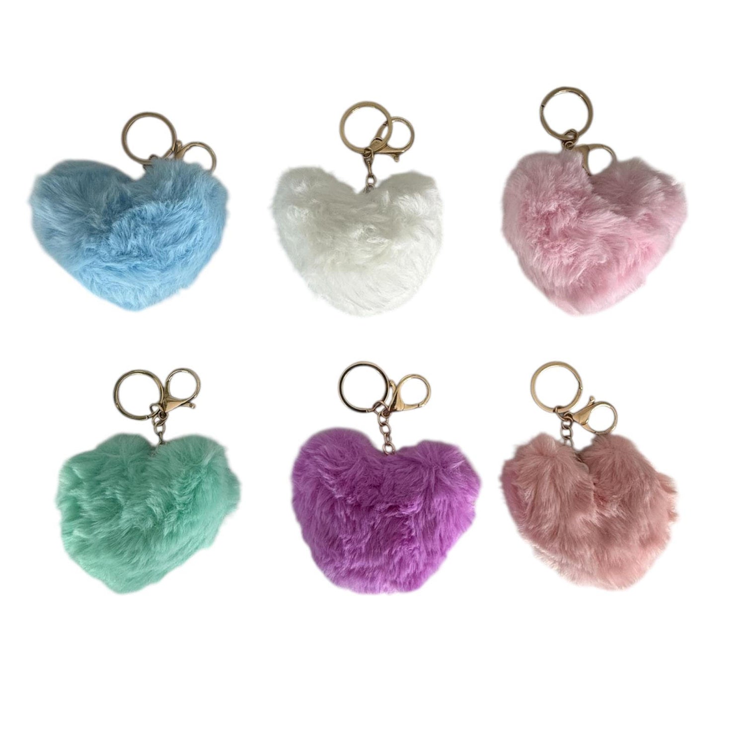Large Heart Fluffy Faux Fur Keyring