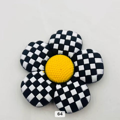 Black &amp; White Check Daisy Bag Charm