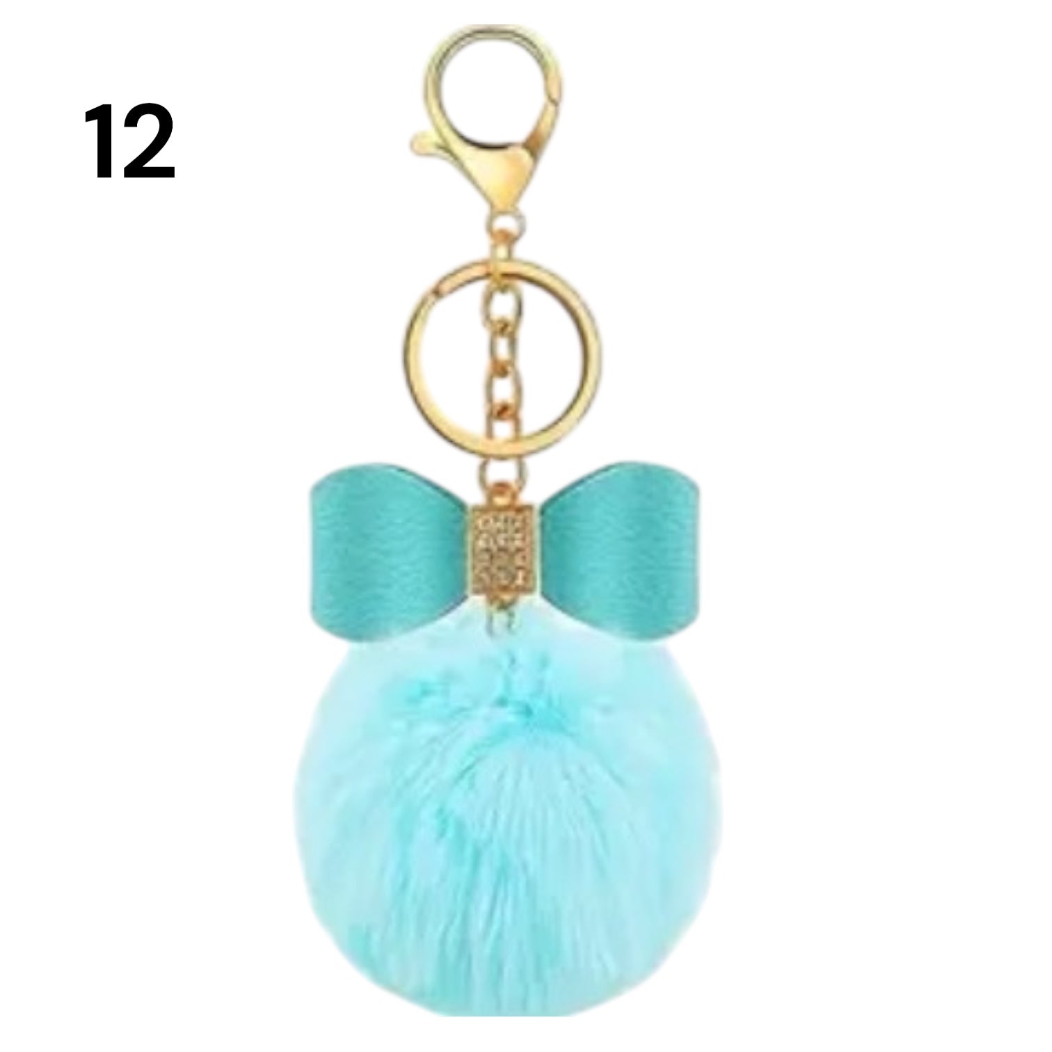 Diamanté Bow &amp; Faux Fur Pom-Pom Bag Keyring, 12 Designs