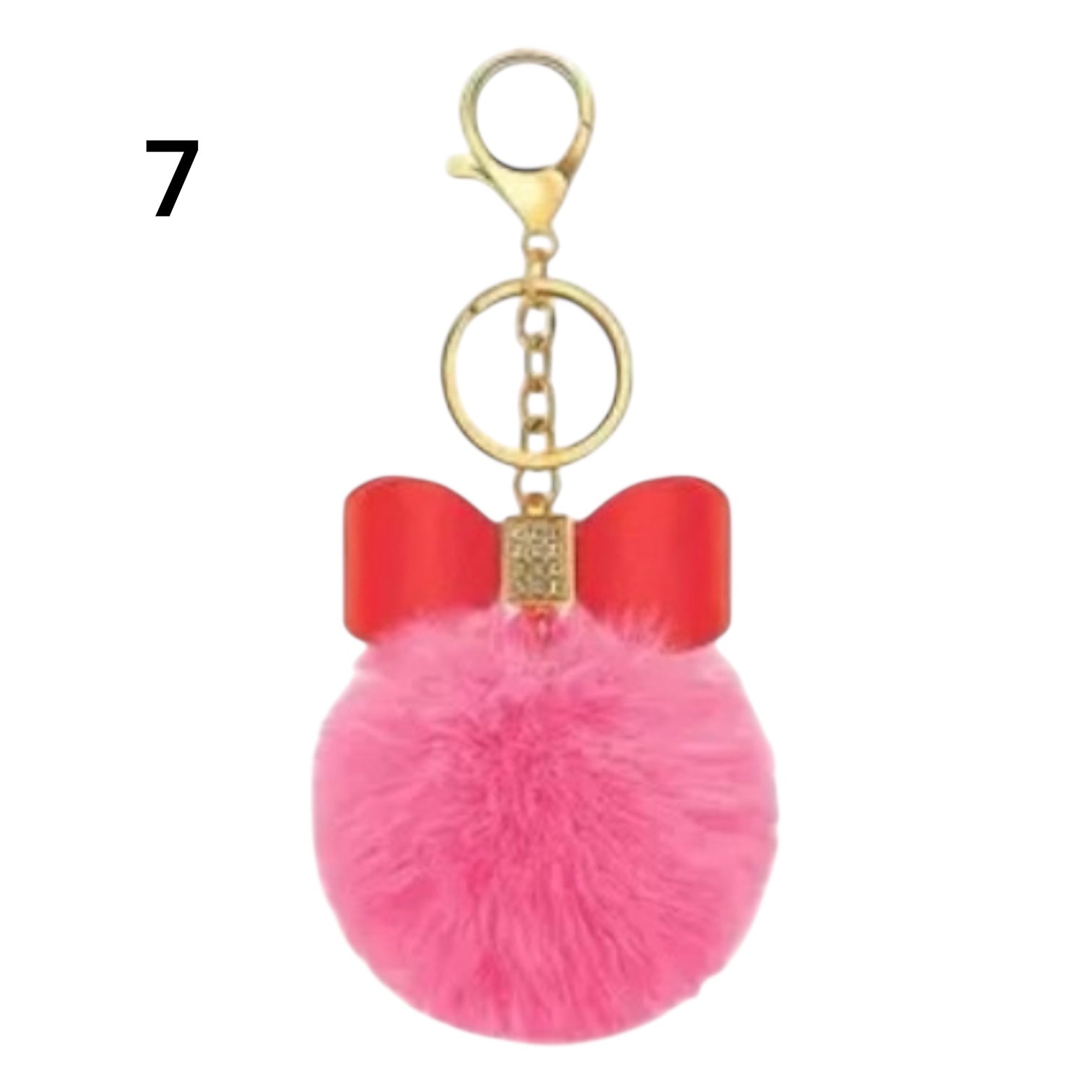 Diamanté Bow &amp; Faux Fur Pom-Pom Bag Keyring, 12 Designs