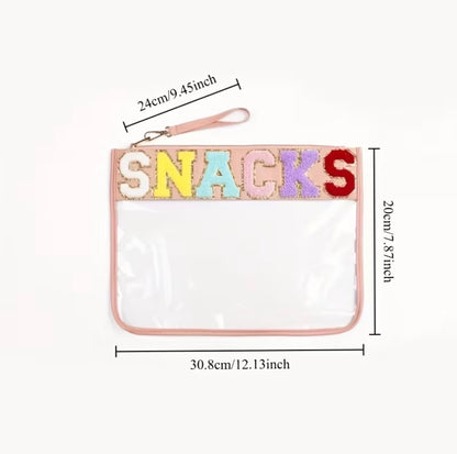 “SNACKS” Clear, Zipped Snack Bag