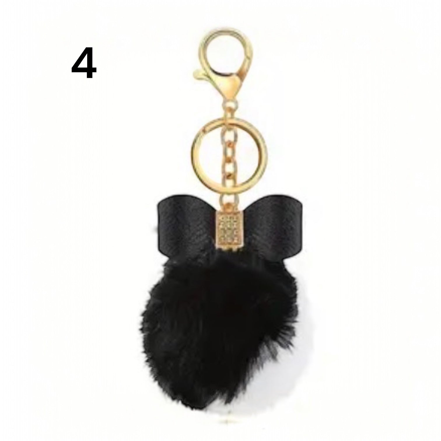 Diamanté Bow &amp; Faux Fur Pom-Pom Bag Keyring, 12 Designs