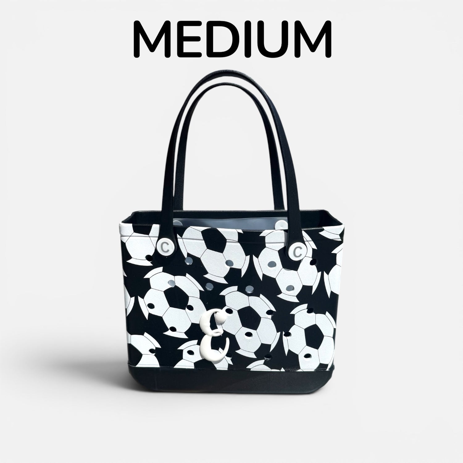 Black &amp; White Football Design Crocbagg Tote