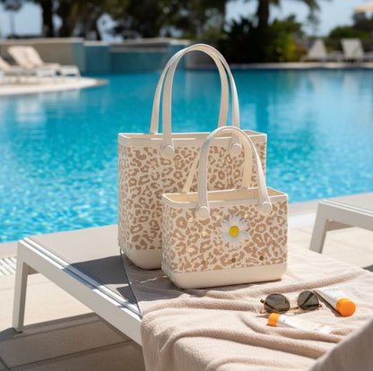 Small Leopard Print CrocBagg Tote
