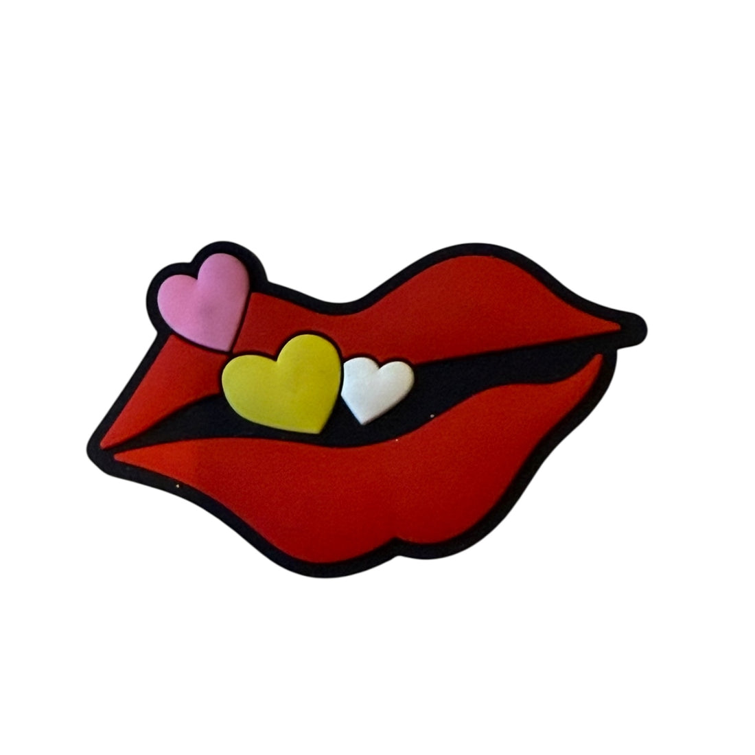Red Lips Blowing Heart Kisses Charm