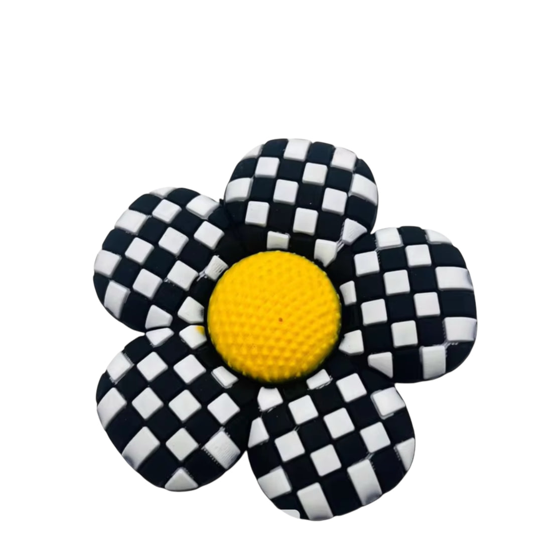 Black &amp; White Check Daisy Bag Charm