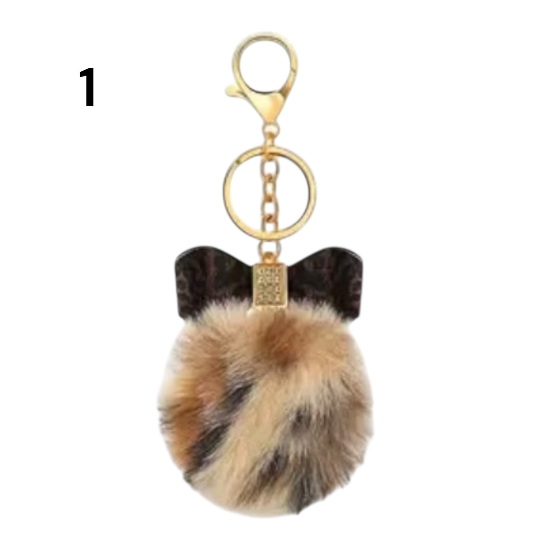 Diamanté Bow & Faux Fur Pom-Pom Bag Keyring, 12 Designs
