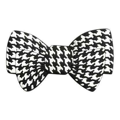 New! Black &amp; White Checked Bow Bag Charm