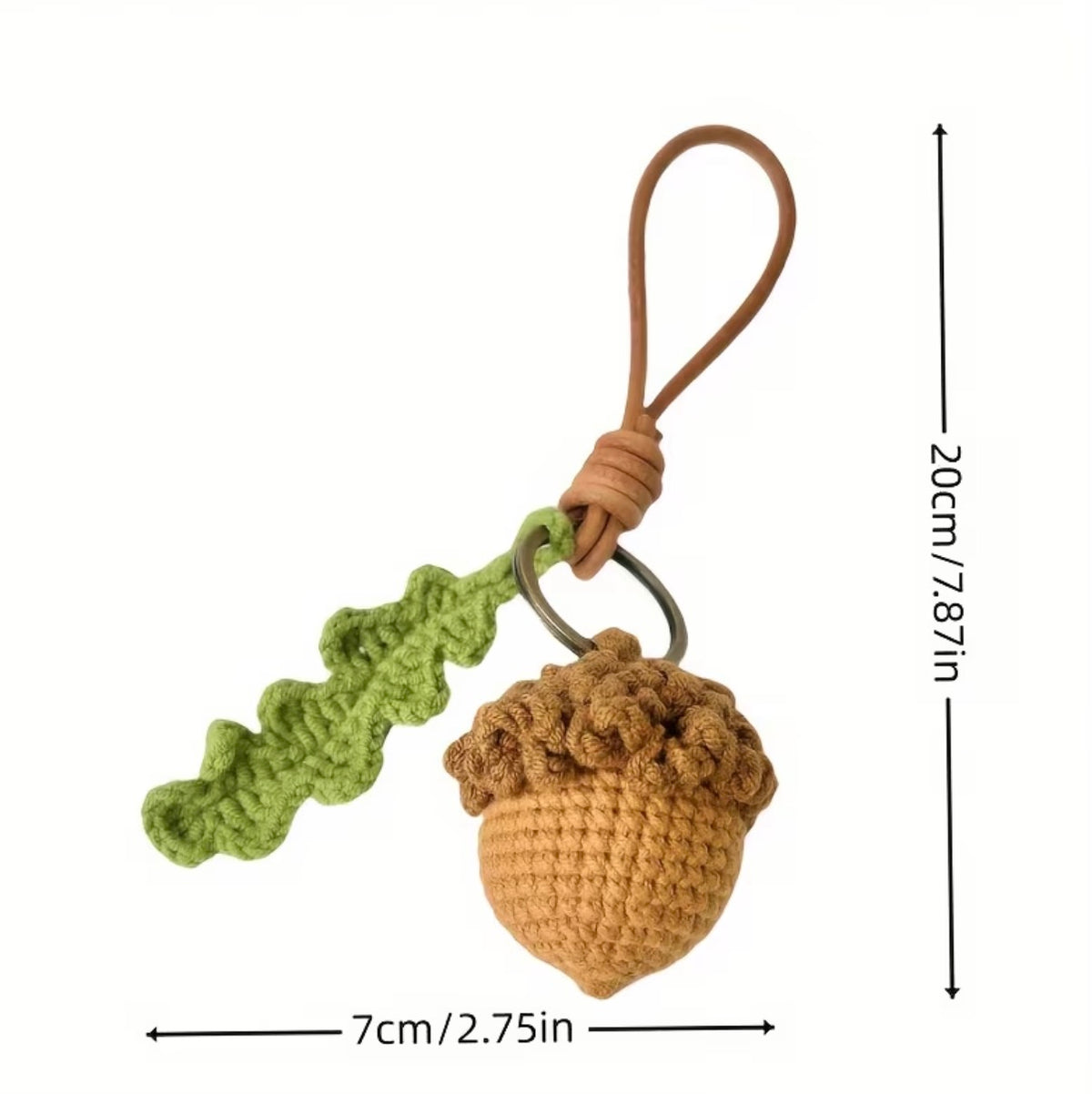 Handmade Knitted Acorn &amp; Autumn Leaf Bag Keyring