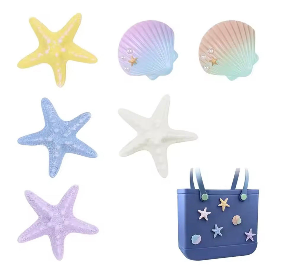 Ceramic Seashell &amp; Pearls Bag Charm