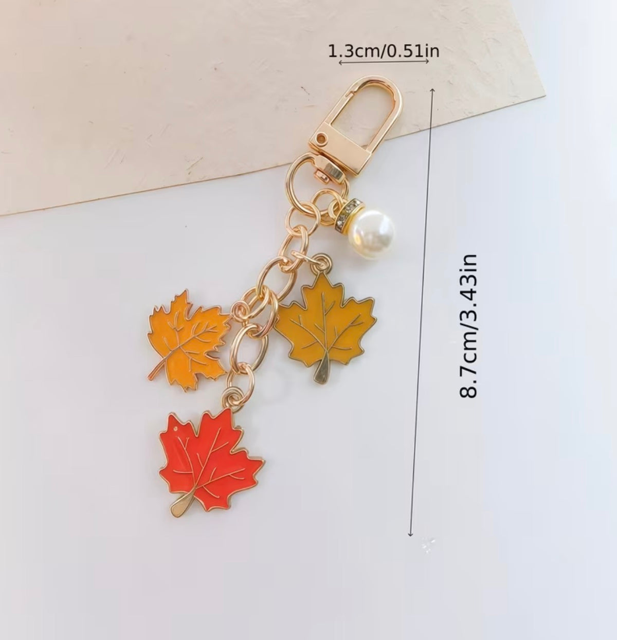 Autumn Coloured Leaves &amp; Little Pearl Bag Keyring