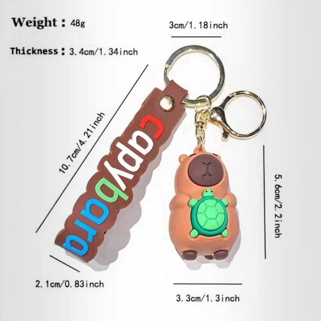 Cute Capybara &amp; Green Turtle Bag Keyring