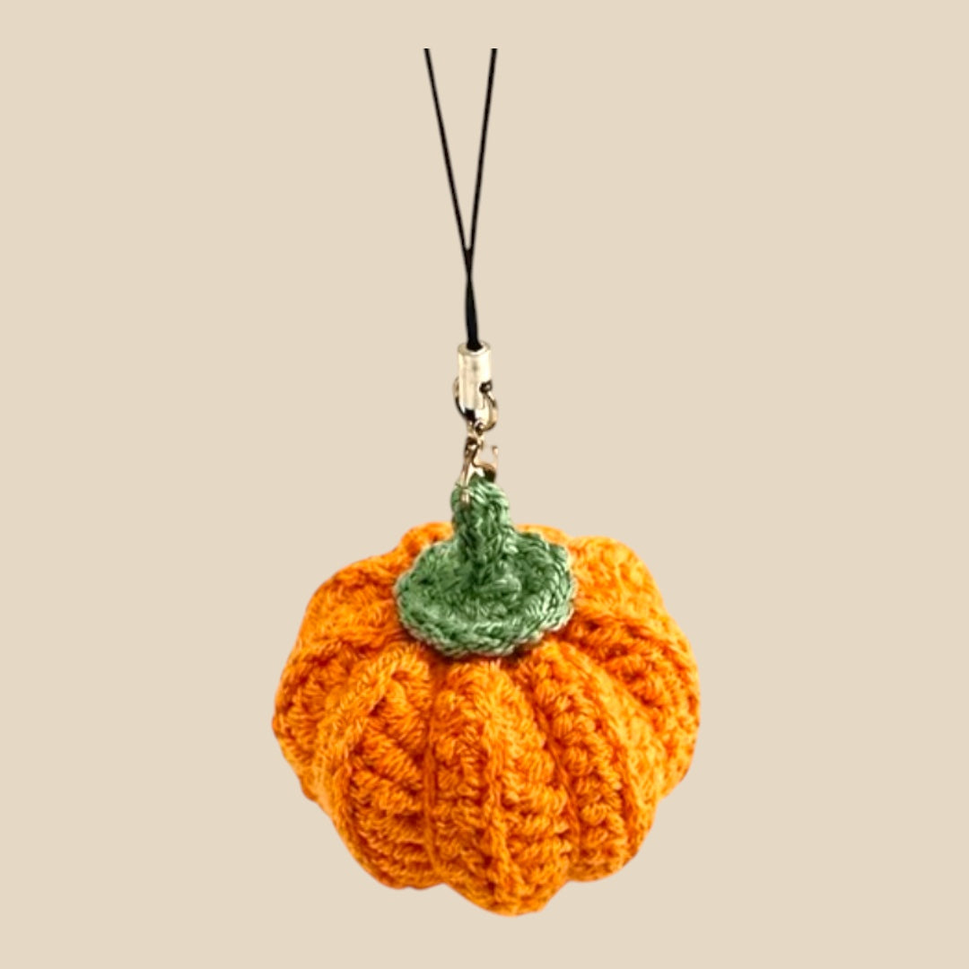 Crocheted Orange Pumpkin Keyring
