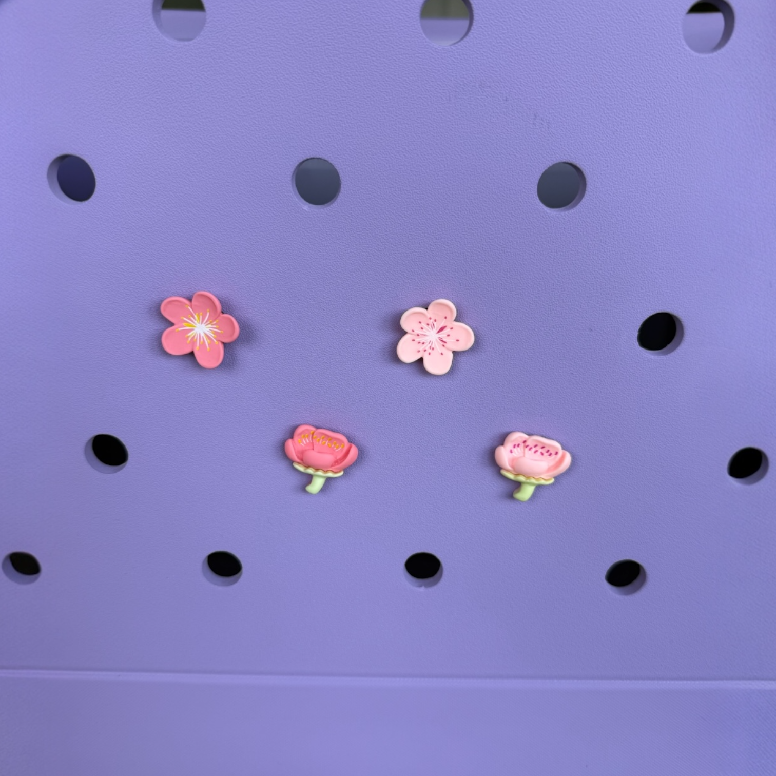 Pink Flower Charm Set of 4