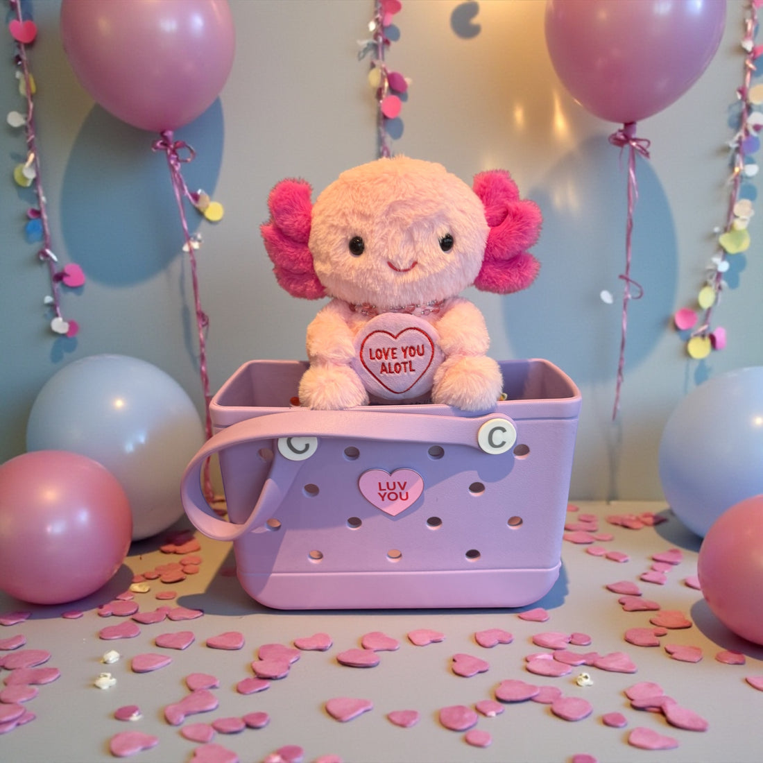 5 Love Heart Message Bag Charms