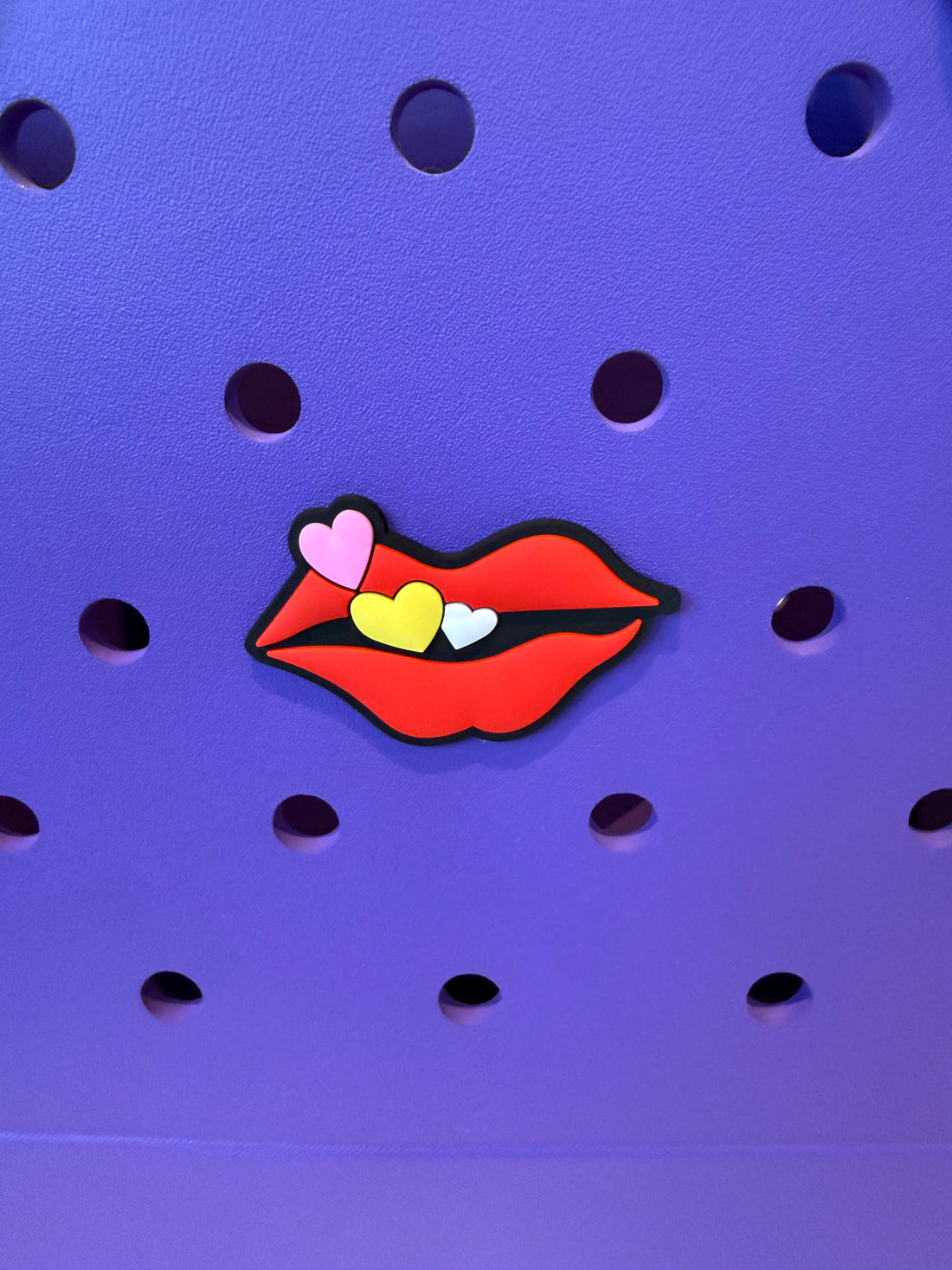 Red Lips Blowing Heart Kisses Charm
