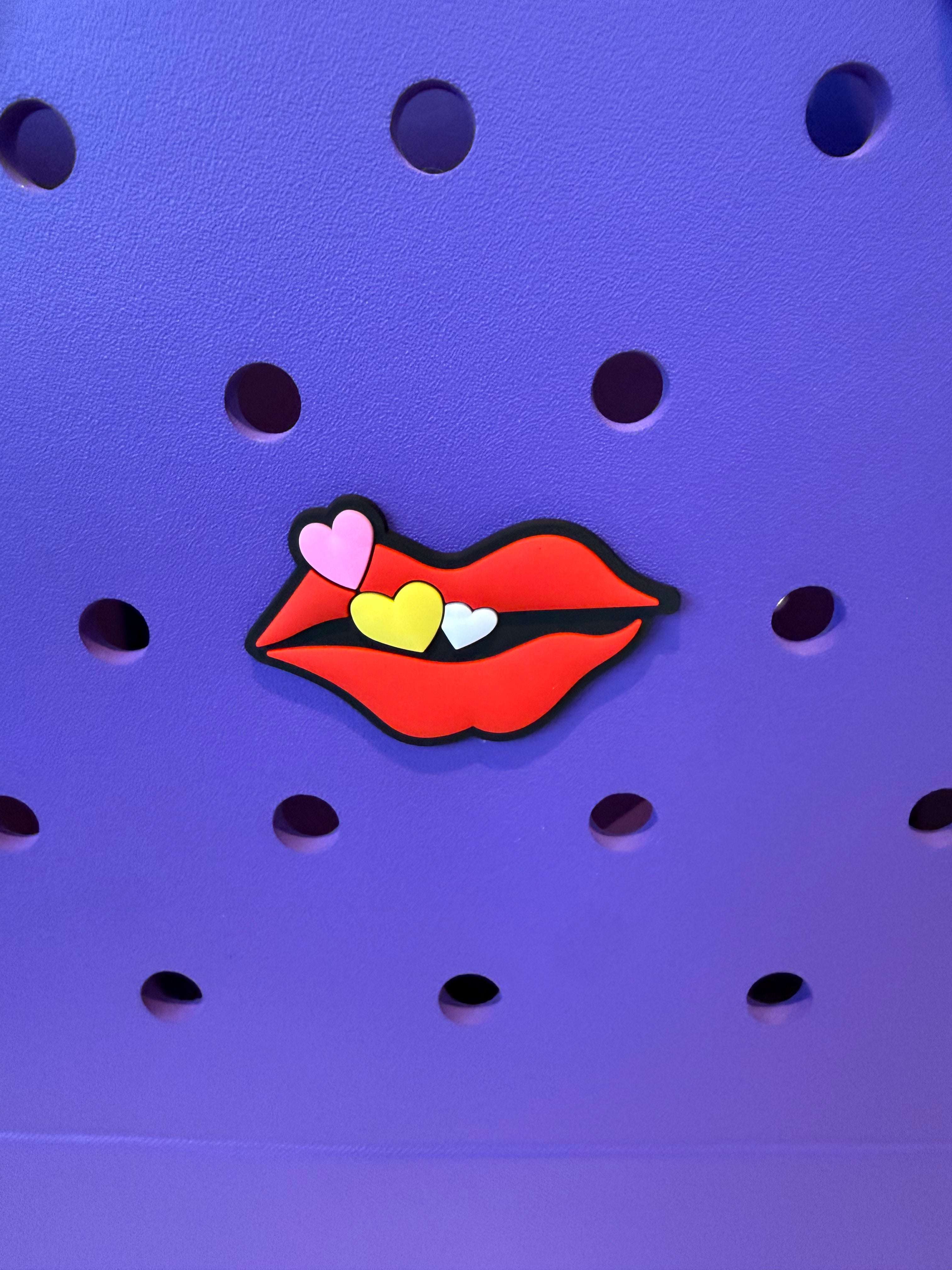 Red Lips Blowing Heart Kisses Charm