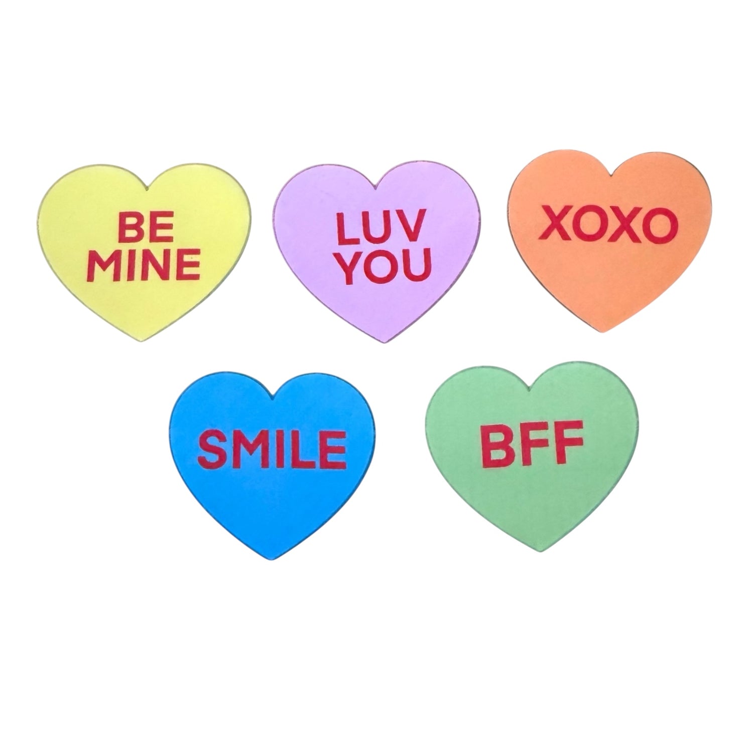 5 Love Heart Message Bag Charms