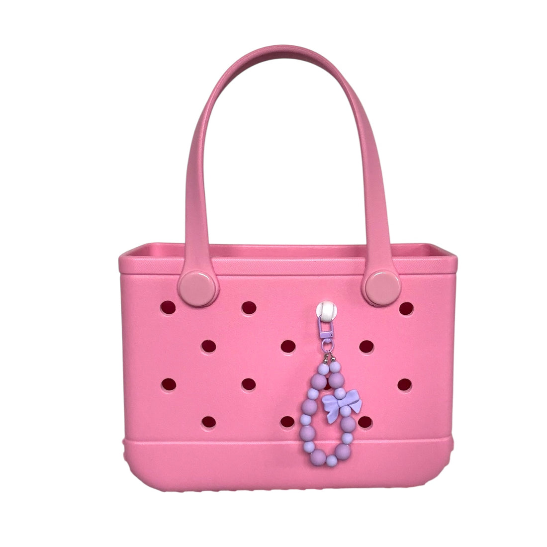 Pastel Pink/ Purple Beads & Bow Bag Keyring