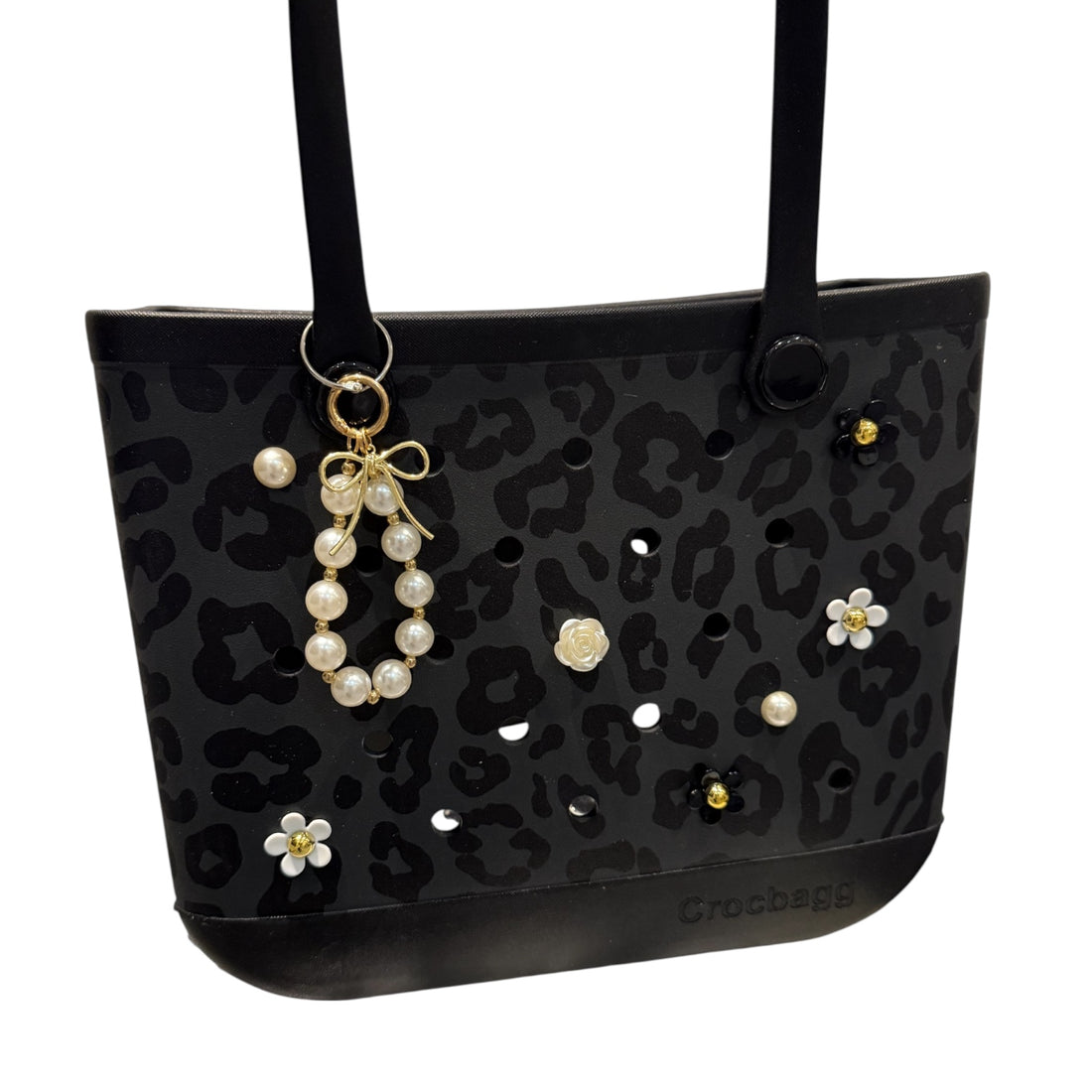 Pearl &amp; Gold Bow Bag Keyring