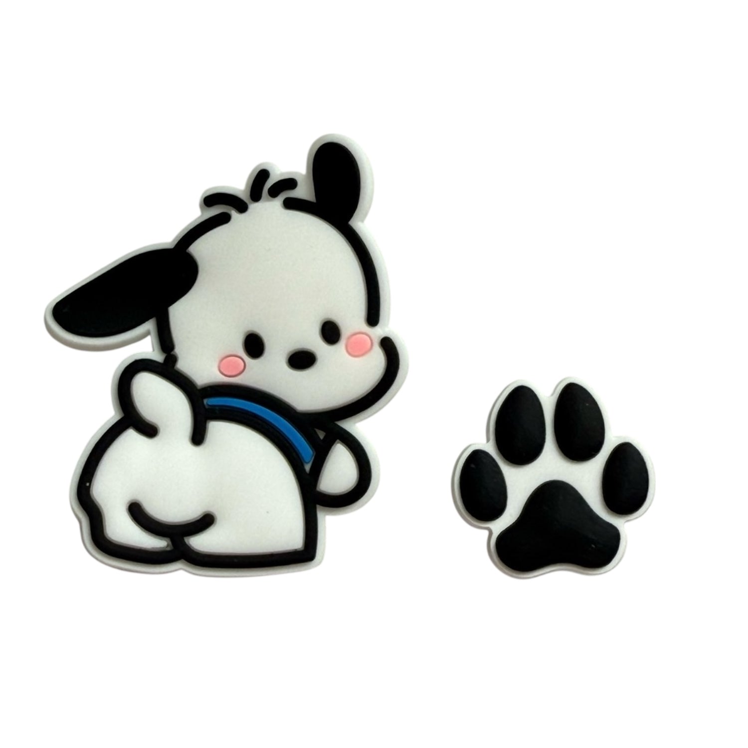 Small White Puppy &amp; Dog Paw Bag Charm Set