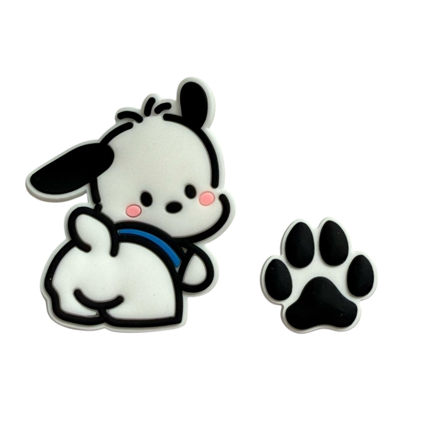 Small White Puppy &amp; Dog Paw Bag Charm Set