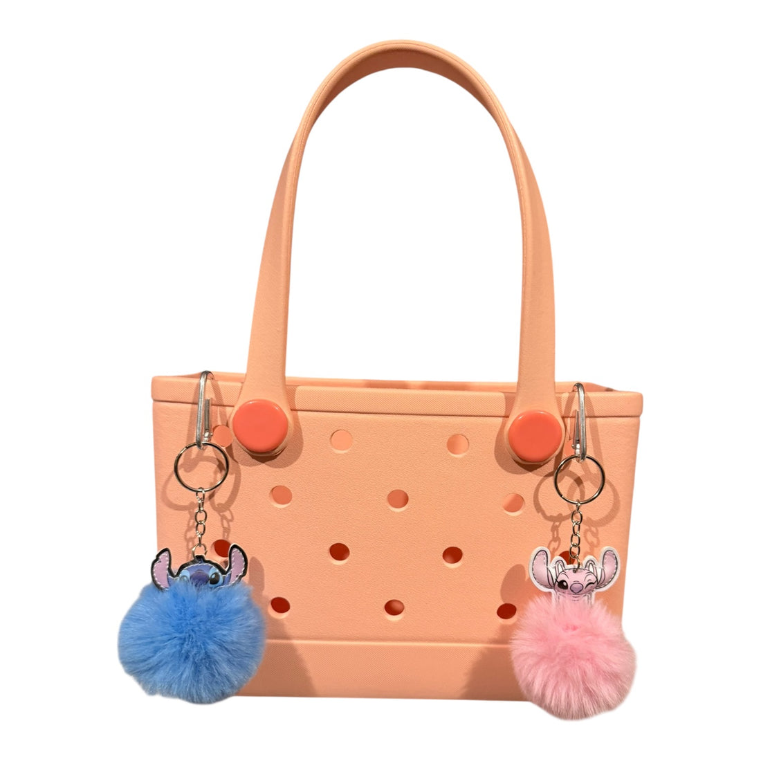 Stitch &amp; Angel Fluffy Pom Pom Keyring’s