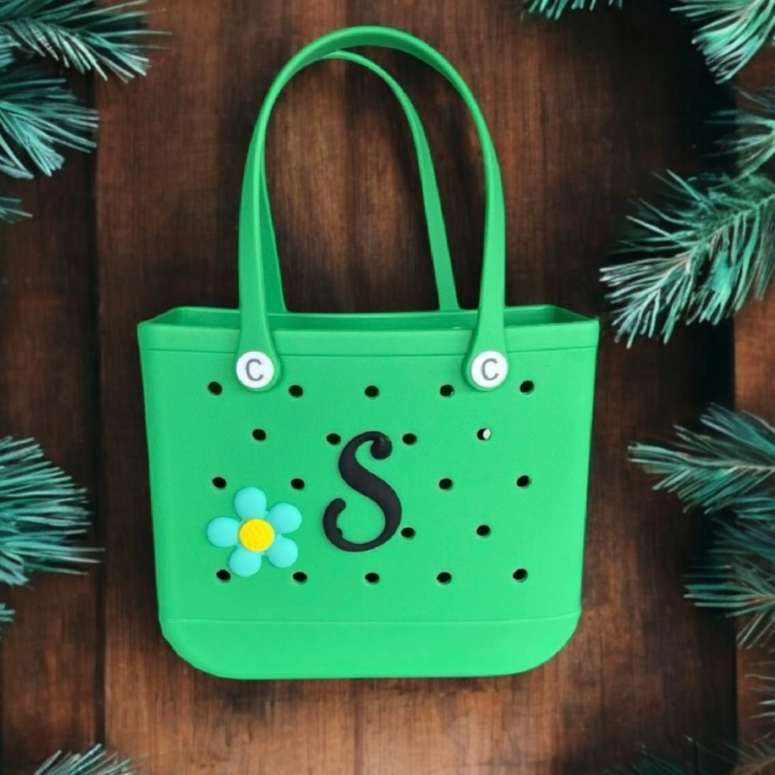 Bubble Green Flower Bag Charm