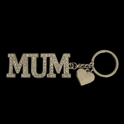 Silver Diamanté “Mum” Bag Keyring