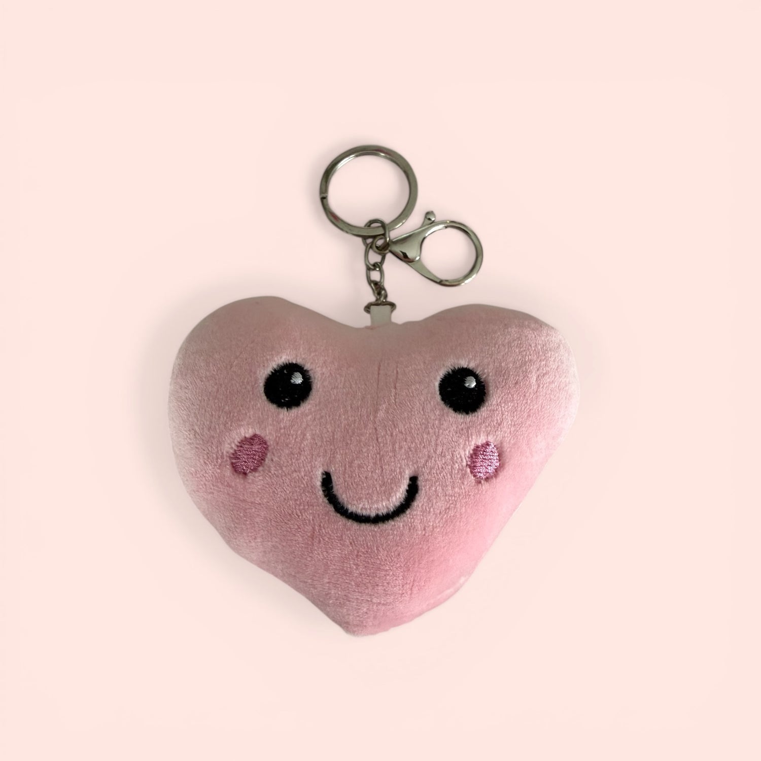 Pink, Smiley Face Heart Keyring