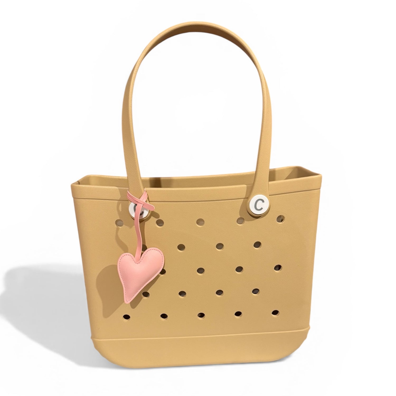 Pink Faux Leather Heart Bag Keyring