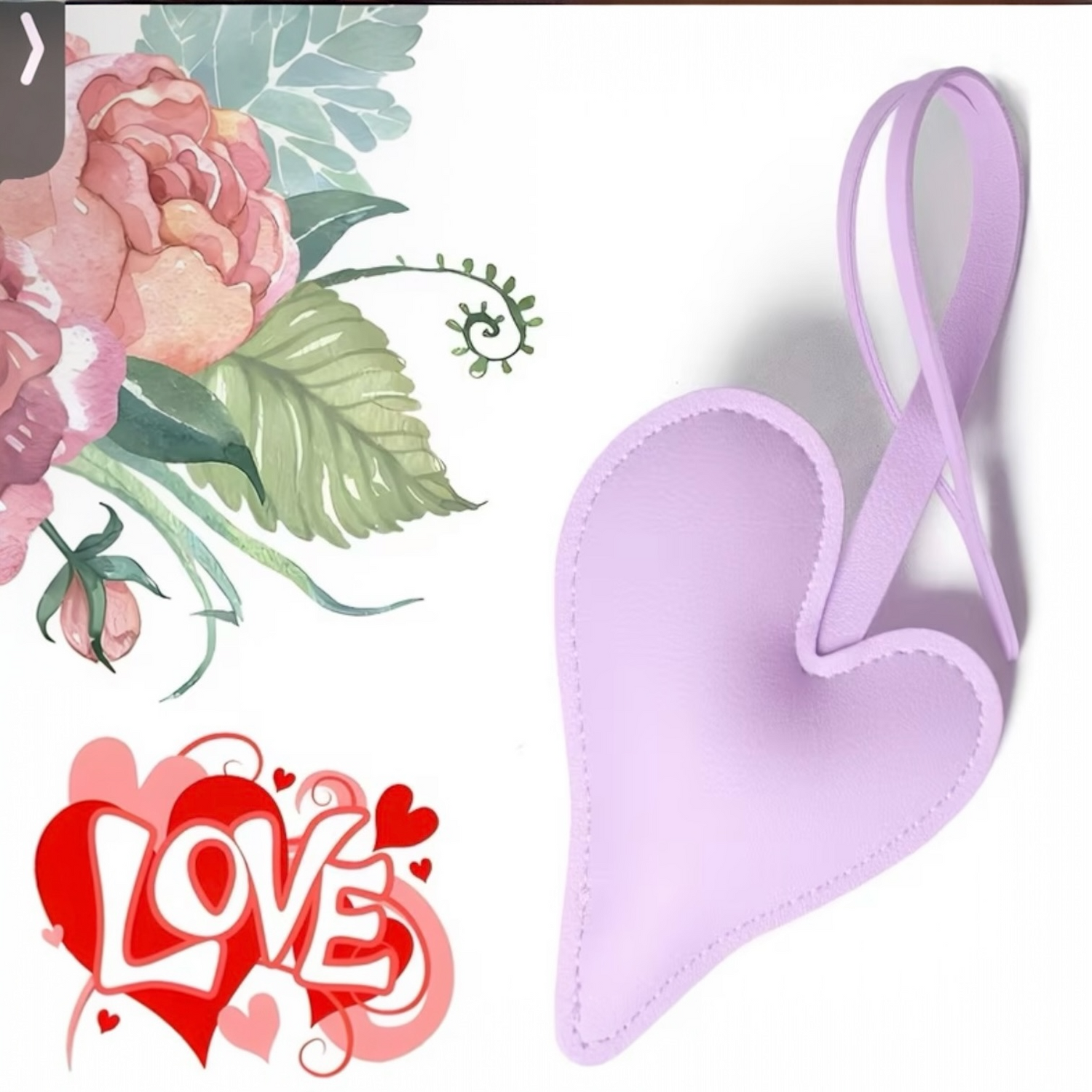 Pink Faux Leather Heart Bag Keyring