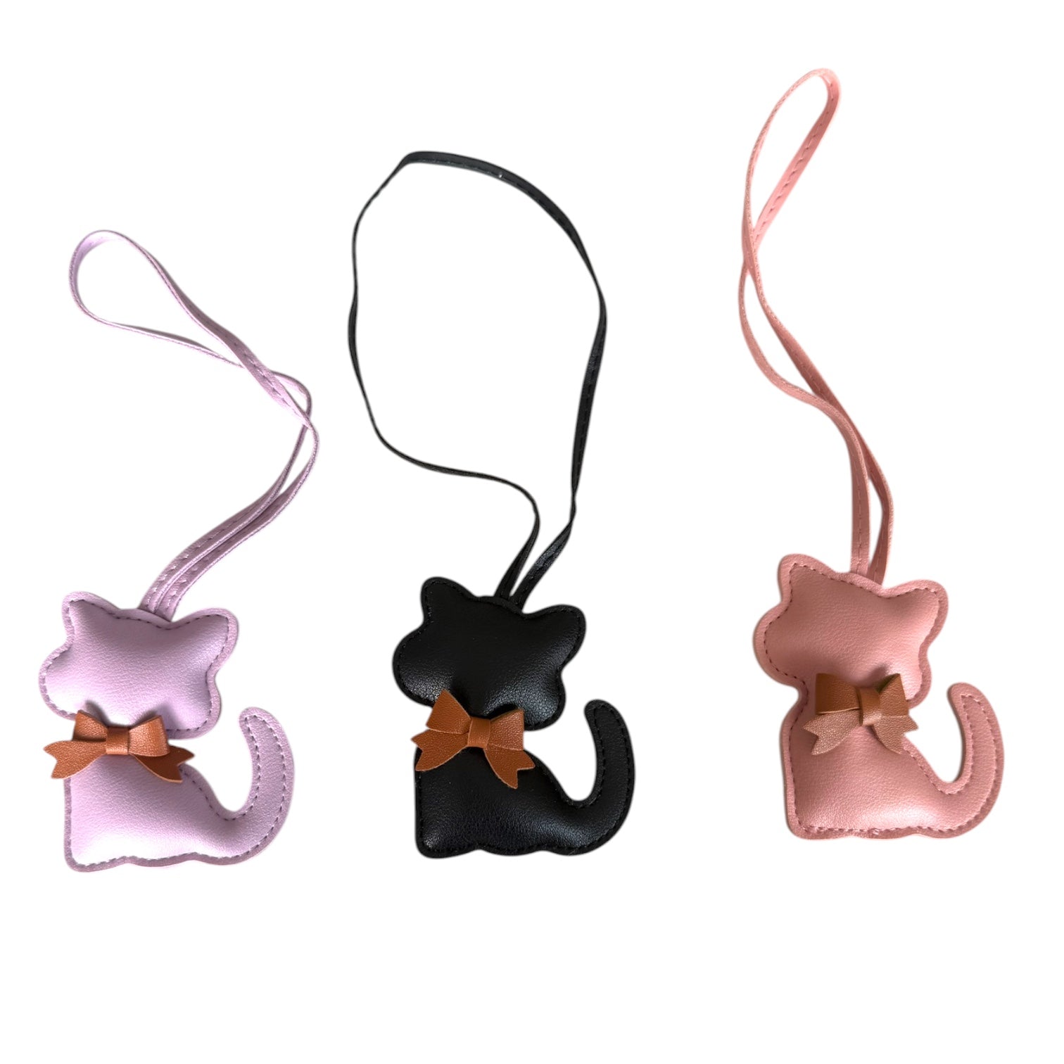 Cute Cat with a little Bow Collar Bag Keyring