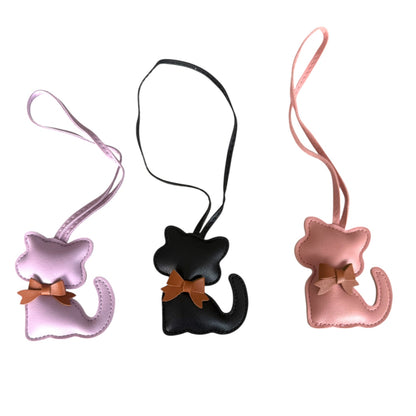 Cute Cat with a little Bow Collar Bag Keyring