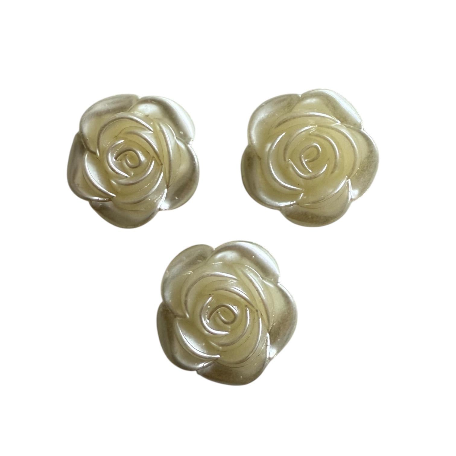 Set of 3 Pearl Rose Charms