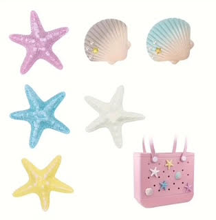 Ceramic Seashell &amp; Pearls Bag Charm