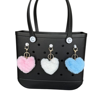 Large Heart Fluffy Faux Fur Keyring
