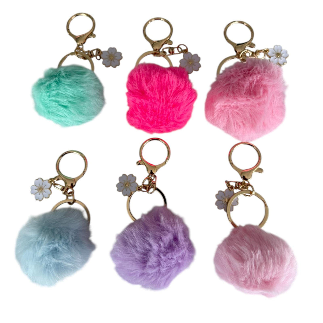 Fluffy Faux Fur Pom Pom Bag Keyring